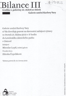 Bilance III: Grafika 2.poloviny 20. století ze sbírek Galerie umění Karlovy Vary