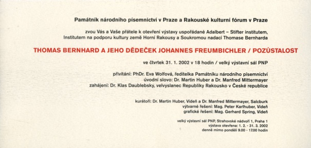 Thomas Bernhard a jeho dědeček Johannes Freumbichler / Pozůstalost