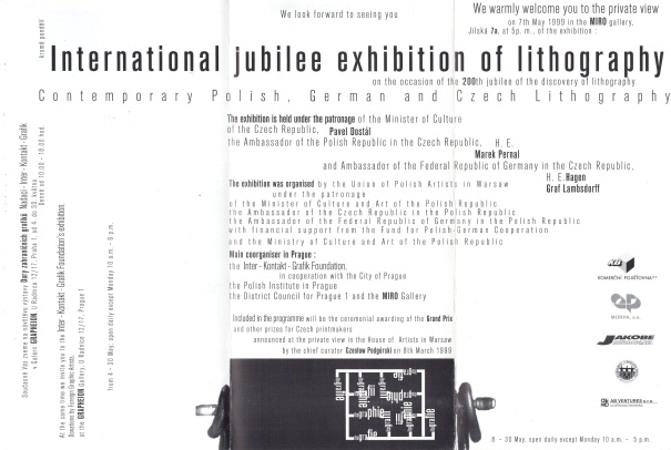 Mezinárodní jubilejní výstava litografie u příležitosti 200. výročí jejího vzniku / International jubilee exhibition of lithography on the occasion of the 200th jubilee of the discovery of lithography